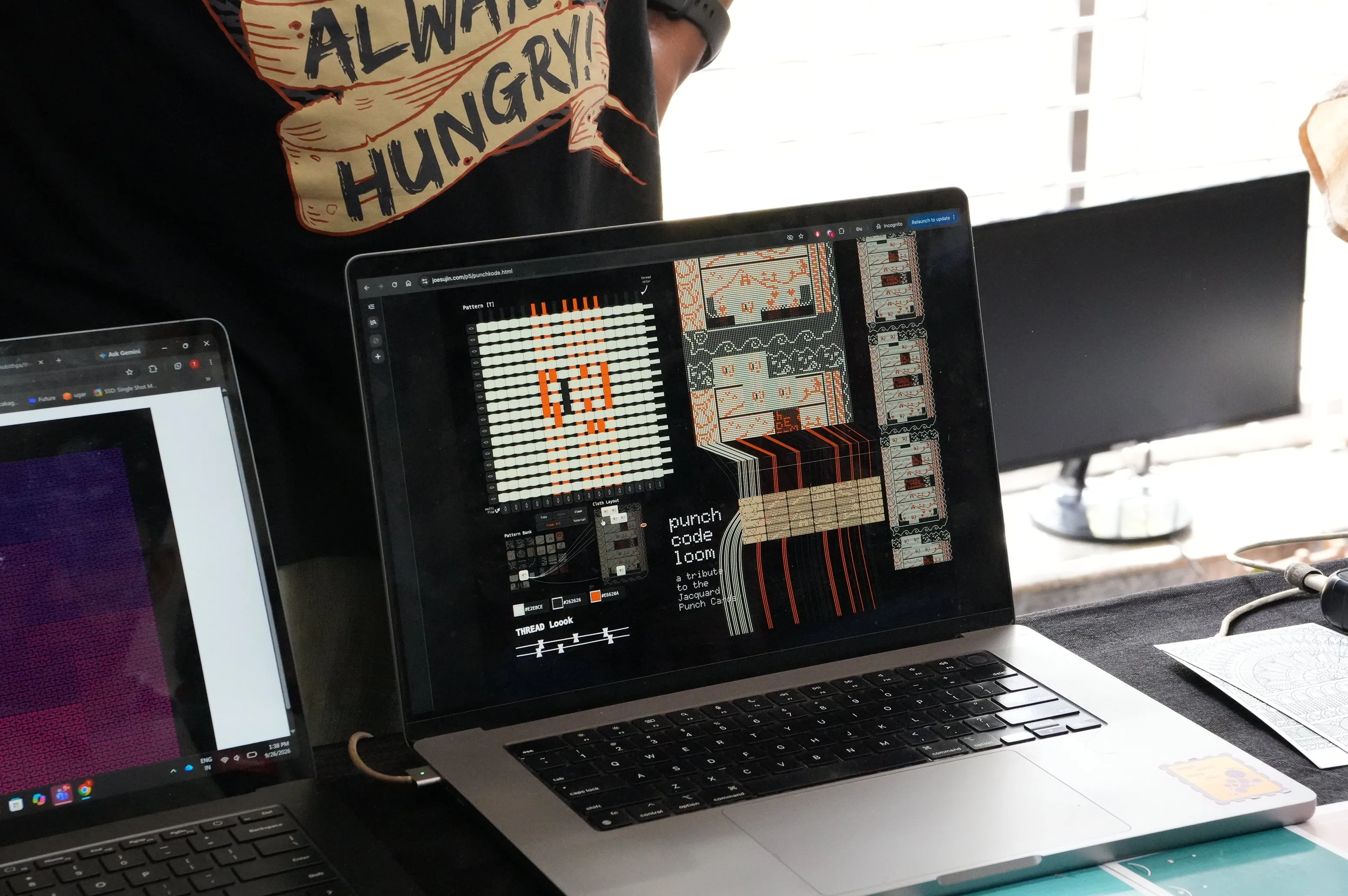 Laptop screen showing punch code loom