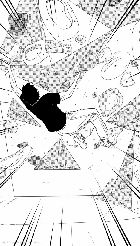manga style climbing photo of mine