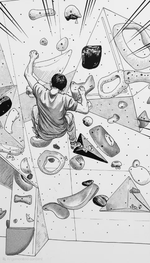 manga style climbing photo of mine